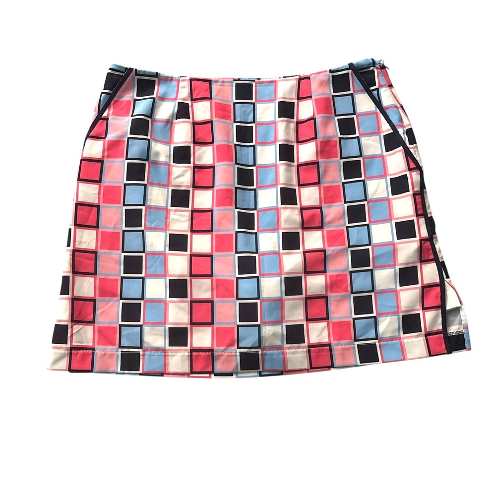 Golfini Skort Small 6 Pink Black Squares Plaid Golf Skirt Retro Modest Athletic‎